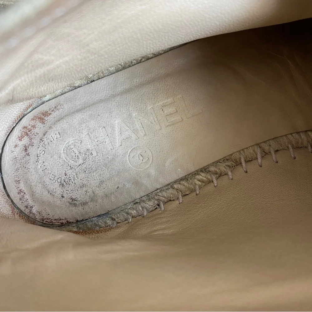 CHANEL beige Suede High Top Espadrilles